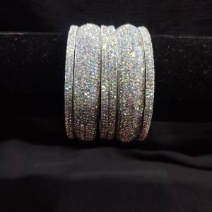 Iridescent Silver Bangles