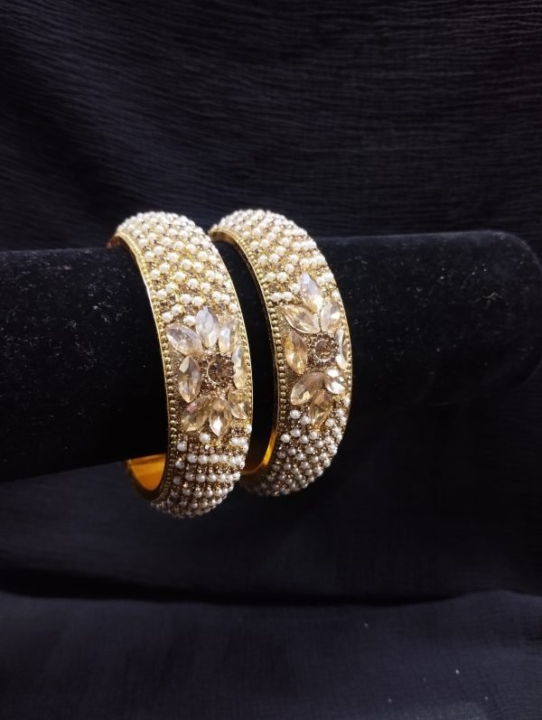Gold Pearl Bangles