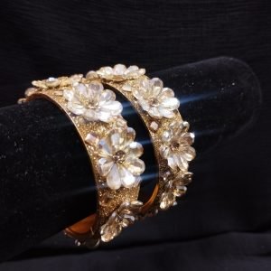 Gold  Flower Gem Bangles