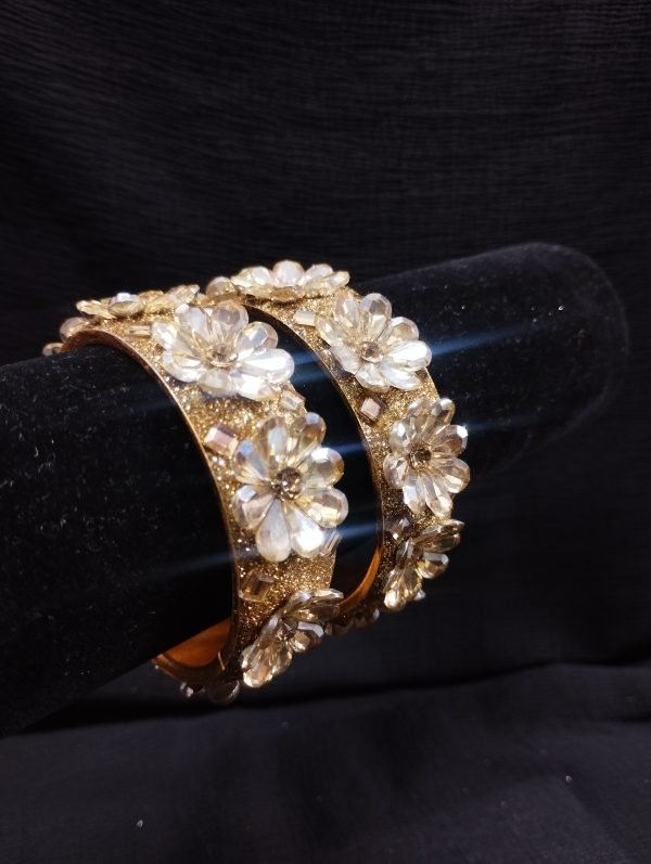 Gold  Flower Gem Bangles