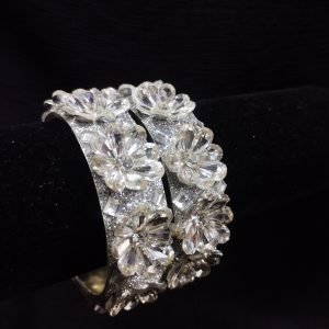Silver Flower Gem Bangles