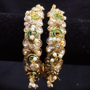 Gold Bangles With Hanging Pearls