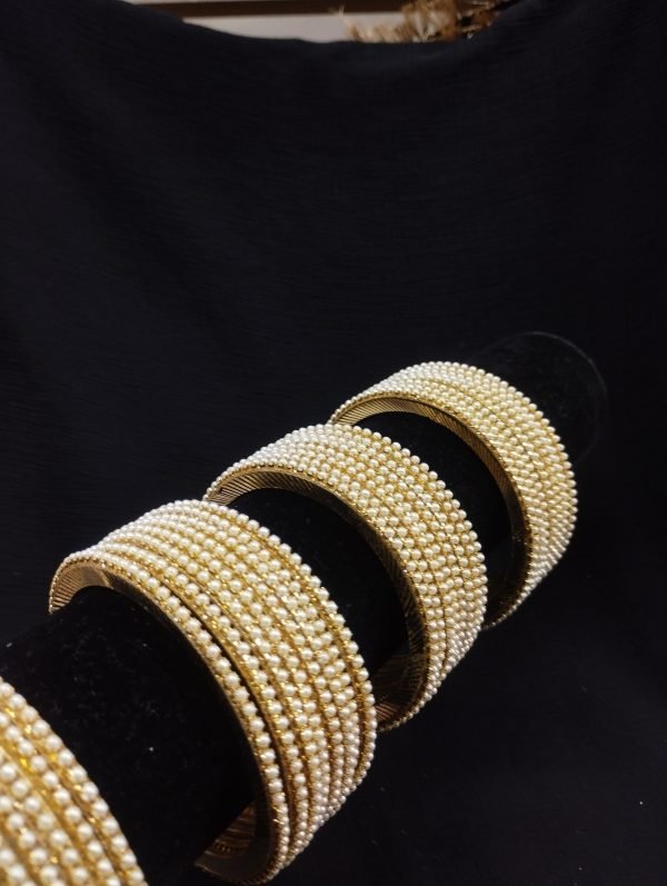 Gold Pearl Bangles - Image 2