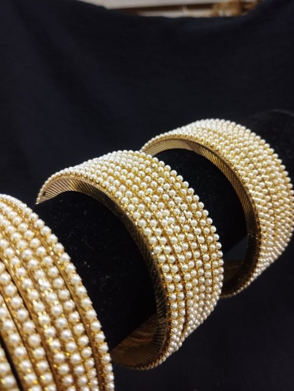 Gold Pearl Bangles