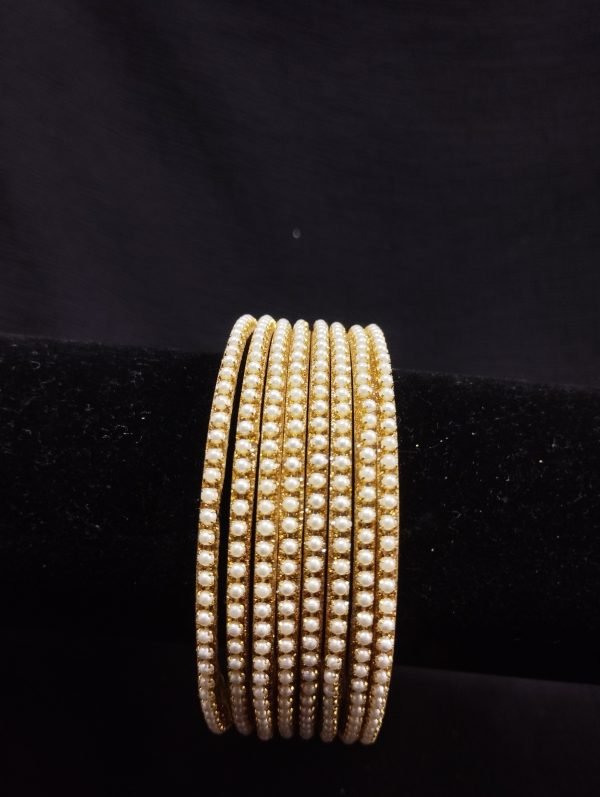 Gold Pearl Bangles - Image 3