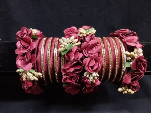 Burgundy Floral Bangles - Image 2