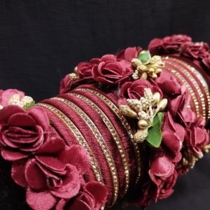Burgundy Floral Bangles