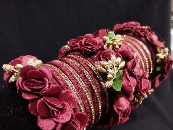 Burgundy Floral Bangles