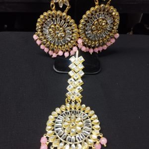 Light Pink Earrings & Tikka