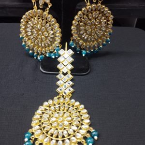 Teal Earrings & Tikka