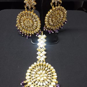 Purple Earrings & Tikka