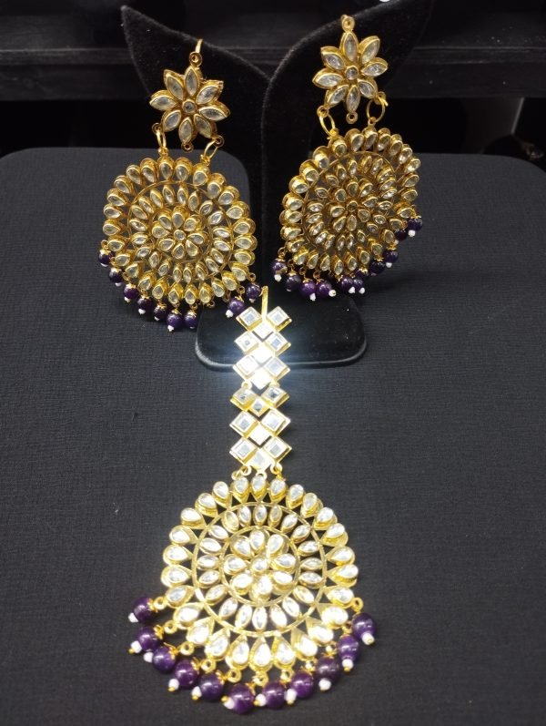 Purple Earrings & Tikka