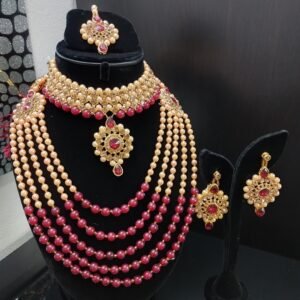 Burgundy Pearl Necklace Set