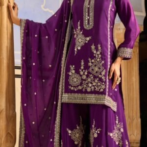 Purple Sequence Palazzo Shalwar
